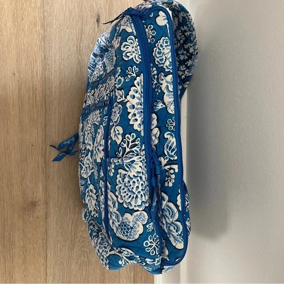 Vera Bradley Blue Paisley Backpack White School Adult Teen College Laptop Pocket - Picture 4 of 14